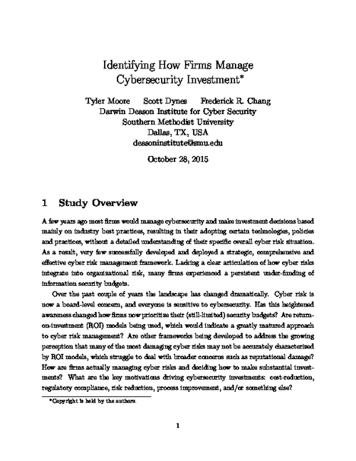 2015 CISO Insights Study: Managing Your Cybersecurity Investment