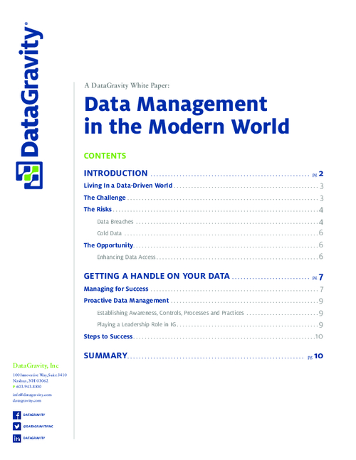 Data Management in the Modern World