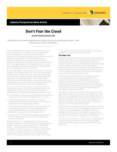 Don't Fear the Cloud