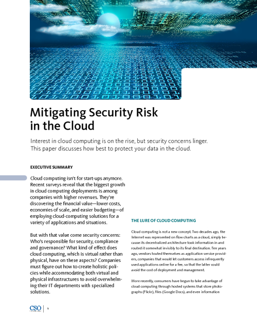 Mitigating Security Risk in the Cloud