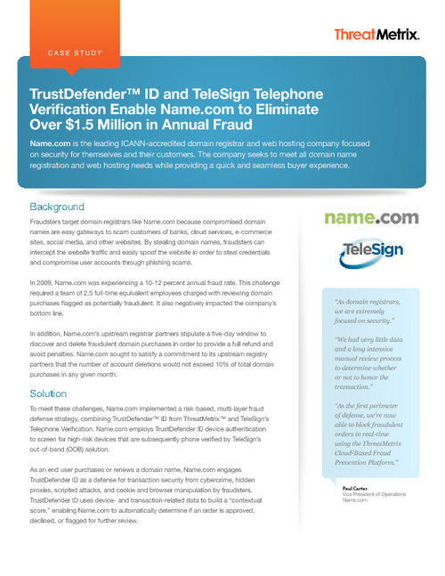 Name.com to Eliminate Over $1.5 Million in Annual Fraud