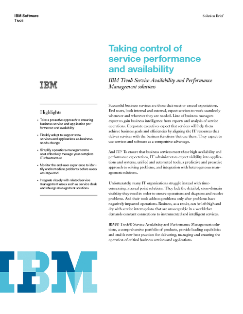 Taking Control of Service Performance and Availability